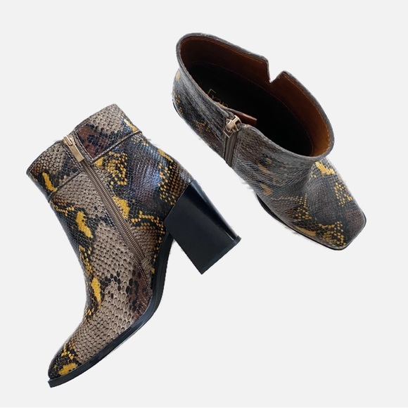 Franco Sarto Snake Print Block Heel Bootie - 8M - Picture 1 of 7